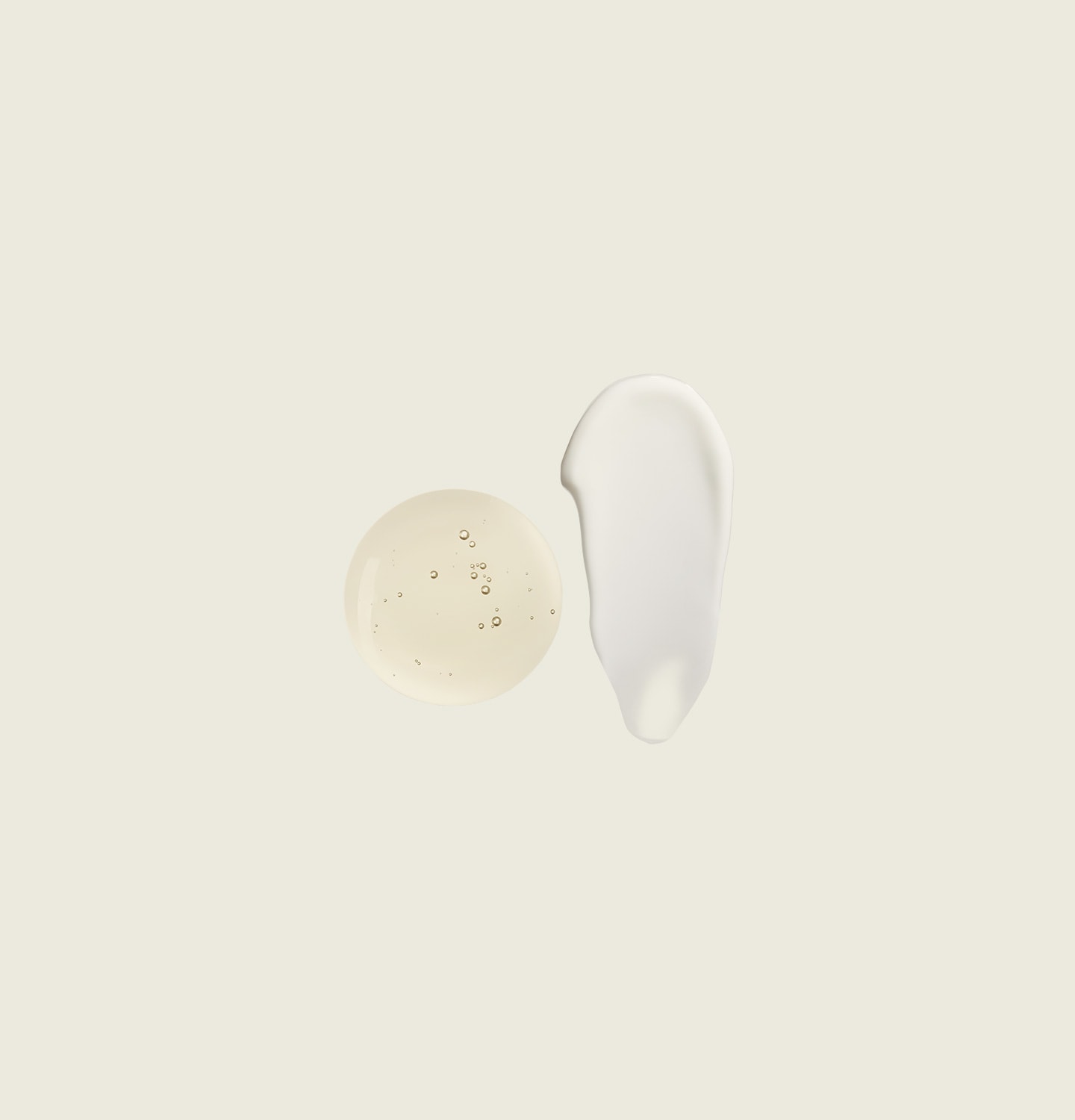Lucent Facial Concentrate and Sublime Replenishing Night Masque texture, side by side.